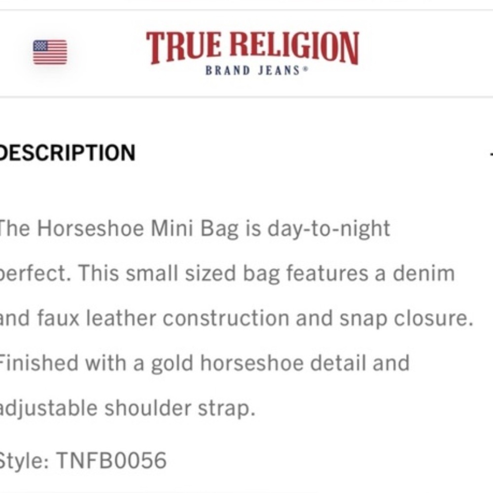 True Religion Horseshoe mini bag denim and faux leather shoulder strap - Picture 13 of 13
